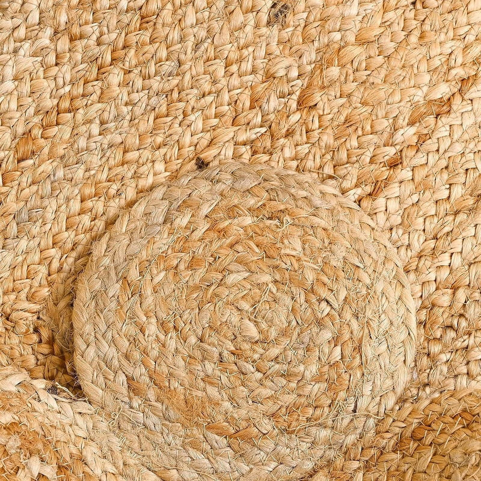 KLAVATE Natural Jute Hand Braided Scalloped Area Rug