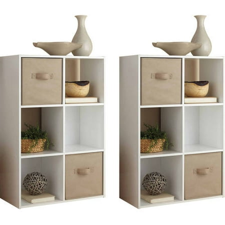 Cuba 2 Piece - Mainstays 6 Cube Organizer, Set of 2, (Mix and Match)