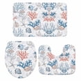 thumbnail image 2 of Summer Nautical Bathroom Rugs Set Red Blue Coral Seashell Coastal Vintage Non Slip Absorbent Soft Bath Mats 3 Piece Set with Bathroom Rug, U-Shaped Floor Mat, Toilet Seat Cover Large Size, 2 of 9