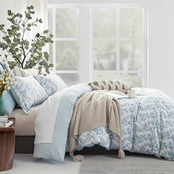 100% Cotton Duvet Cover Twin Size,Vintage Design with Luxurious Black Sketched Flowers & Leaves on Cream,Reversible Taupe Bed Sets 2Pcs,Button Closure(68"×90")