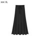 thumbnail image 2 of Falda midi larga acampanada con cintura elástica vintage para mujer, negro, XL, 2 of 6