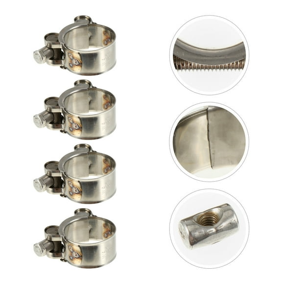 IFANLANDOR 4Pcs T-Bolt Hose Clamp Silver for Stainless Steel Pipe Holder in Truck and Marine