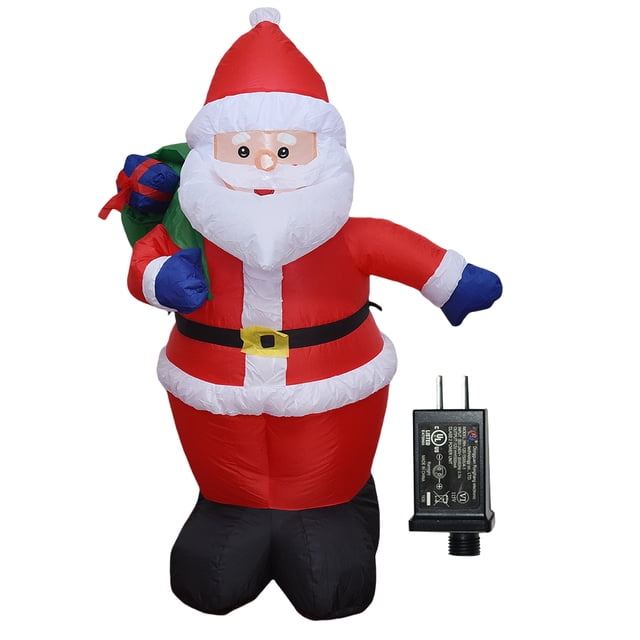 Adorno Iluminado Papá Noel Inflable Con LED Regalos Navidad Y Nuevo