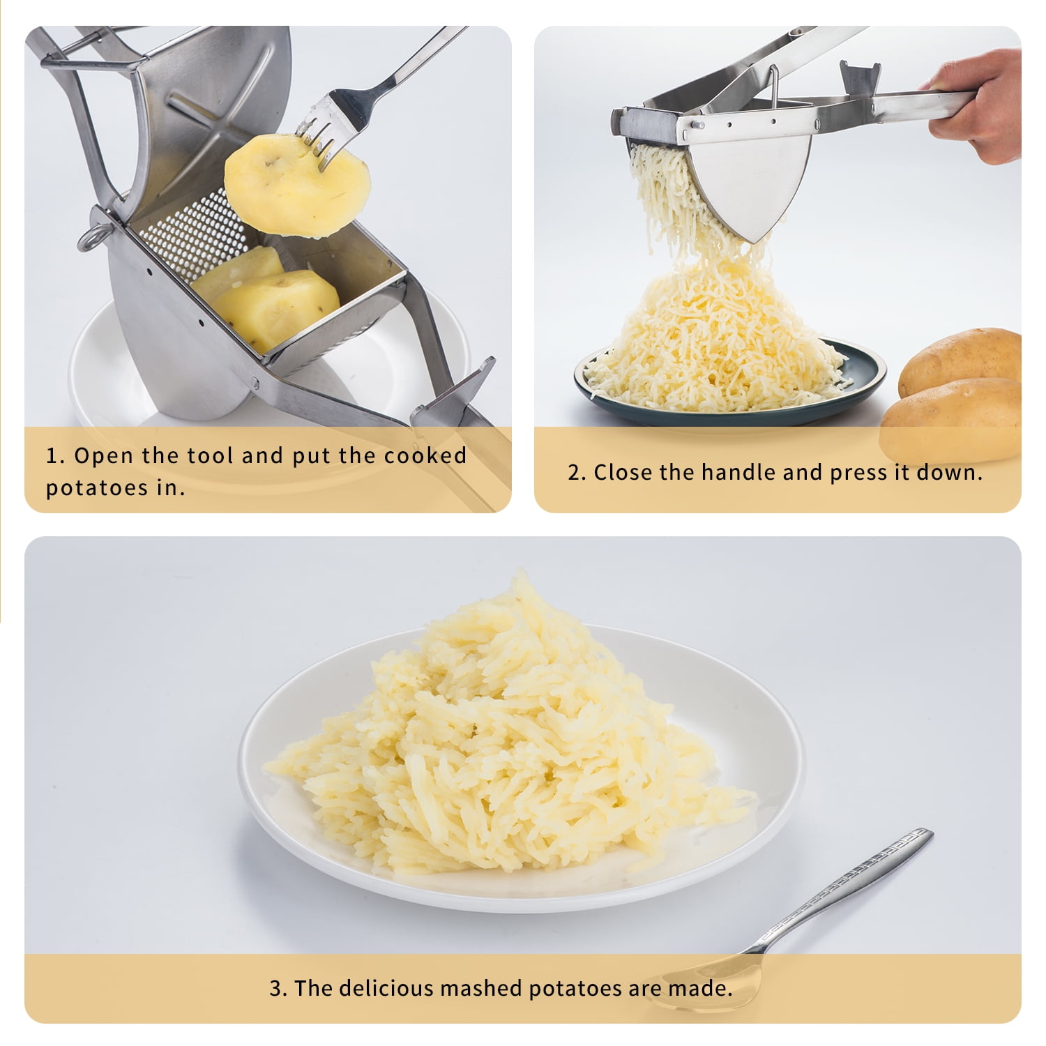 Potato Ricer Choxila Good Grip Potato Masher Stainless Steel Professional Masher Kitchen Tool