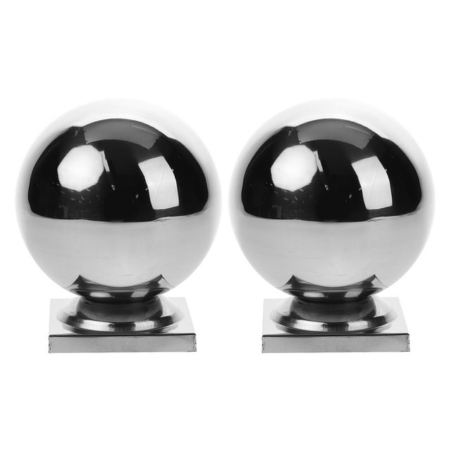 SHISUYAN 2pcs Fence Post Cap Stainless Steel Fence Caps Ball Shaped Post Caps Fence Protector Stair Fence Post Caps Deck Post Caps For Garden Patio Fence