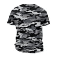 thumbnail image 4 of Dresfit Men's Camo Shirt Camouflage Crew Neck Work Out Tops Short Sleeve Musle Big and Tall Tennis Tees Basic Relaxed Fit T Shirts Gray XL, 4 of 6