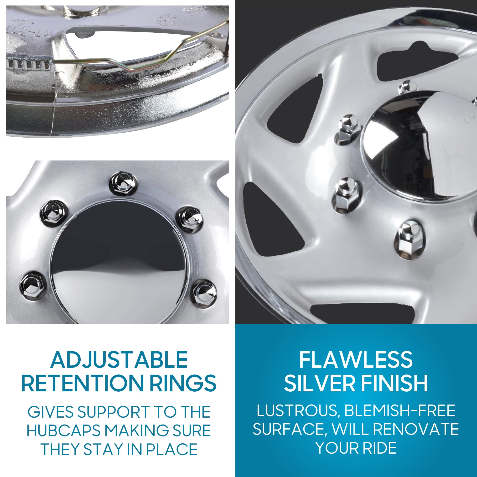 (4-Pack) BDK Premium Hubcaps 16" Wheel Rim Cover Hub Caps OEM Style Replacement Snap On Car Truck SUV - 16 Inch Set