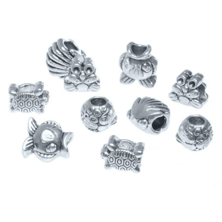 - Craft County Assorted 5mm Silver Metal Bead Packs (10 Piece), Various Theme Options with Multiple Spacers and Charms - Great for Necklaces, Bracelets, DIY Crafts and Jewelry
