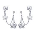 thumbnail image 1 of Women Cuff Chain Earring All-match Butterfly Stud Clip Earring Cuff with Chain, 1 of 6