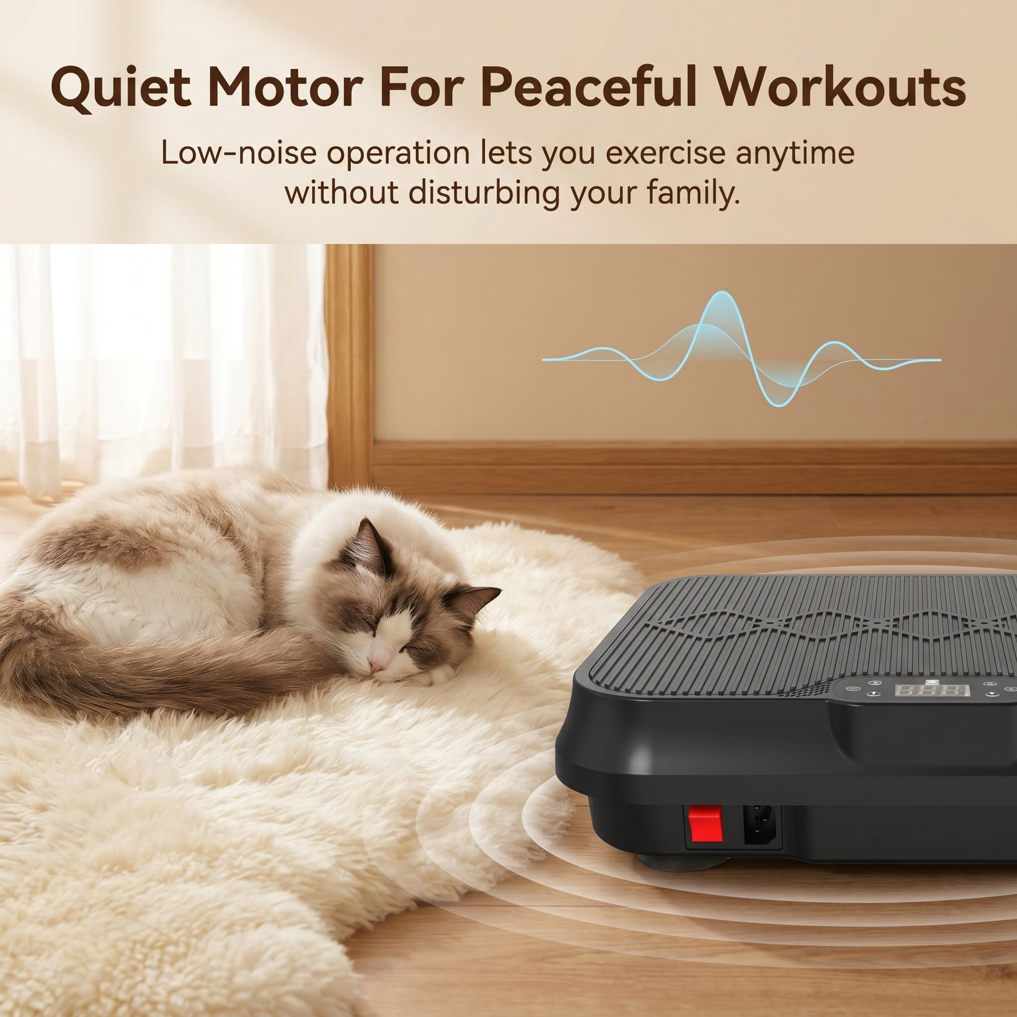 Vibration Plate Exercise Machine with Remote Control & Resistance Bands, Compact Whole Body Workout Platform for Home Gym, Black