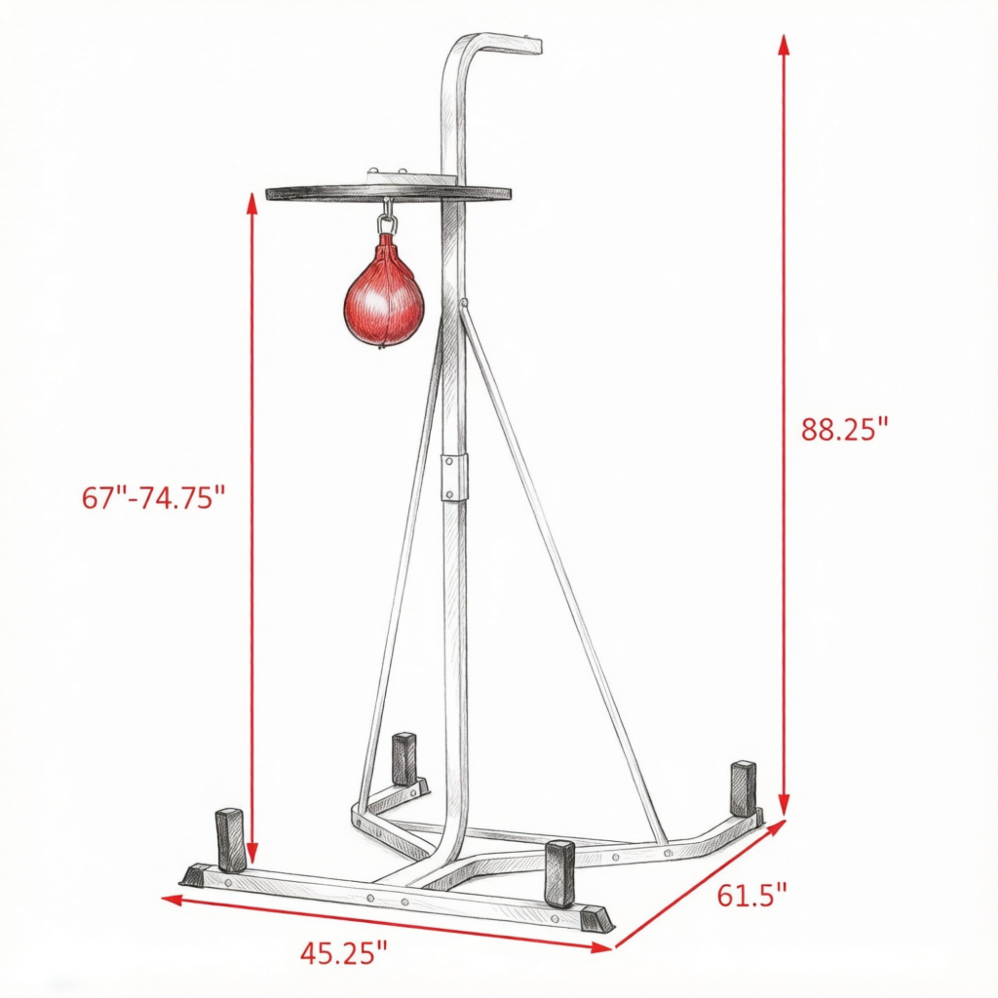2-in-1 Heavy Duty Punching Bag Stand, Adjustable Height Freestanding Rack with Weighted Base & Speed Bag for Home Gym Training