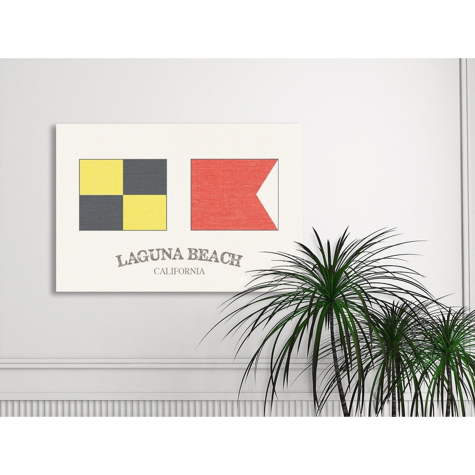 Stupell  Laguna Beach Nautical Flags Stretched Canvas Wall Art 24 x 30