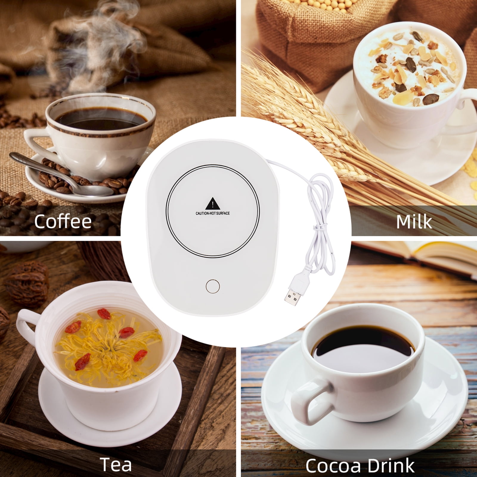 Coffee Mug Warmer, Black Cup Warmer Tea Milk Water Beverage Drink Candle  Warmer Electric Plate with Auto Shut Off Smart Temperature Heating Control  at 131℉/55℃ for Desk Office Home Use as Gift 