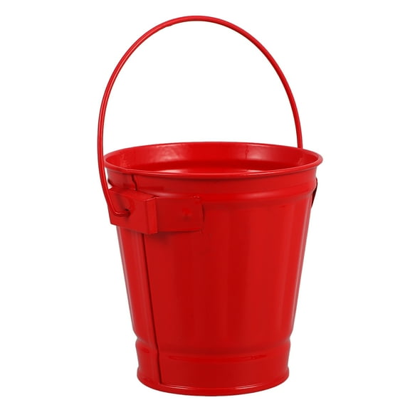 GARVALON 1Pcs Red Iron Small Metal Bucket With Handle For Elegant Design Home Decor