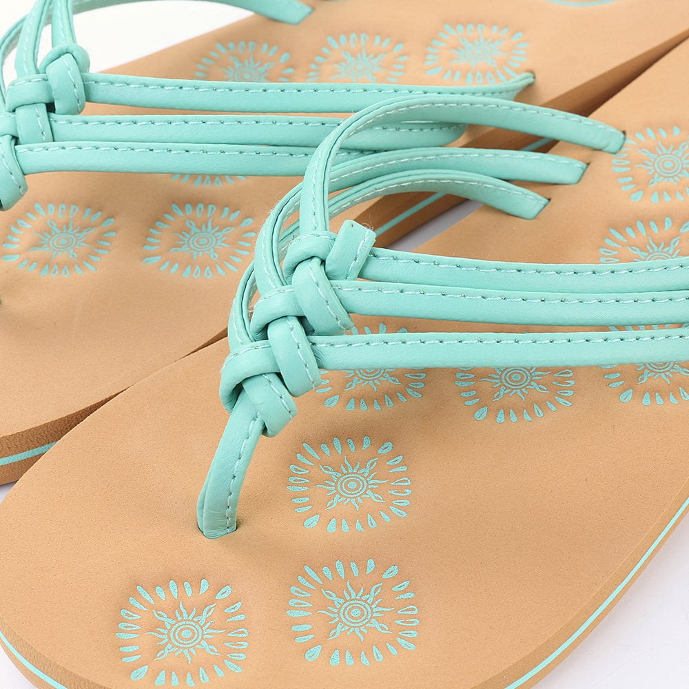 AERUSI Livi Life Women's Indoor or Outdoor Casual Walking Flip Flop Sandals (Aqua)