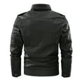thumbnail image 4 of CHEEREAM Men's Faux Leather Jacket Vintage Stand Collar Motorcycle PU Leather Outwear Coat with Pockets Black XL, 4 of 5