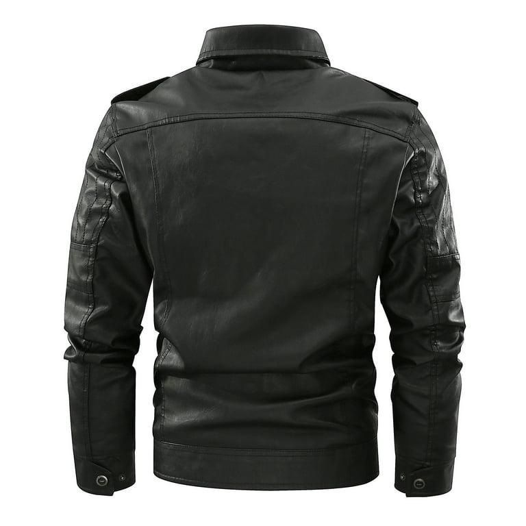 JSGEK Men's Outerwear Jacket for Motorcycle Rider Leather Coat Stand Collar Jacket Casual Clothes for Men PU Windbreaker Long Sleeve Clearance Loose JSGEK Men's Outerwear Jacket for Motorcycle Rider Leather Coat Stand Collar Jacket Casual Clothes for Men PU Windbreaker Long Sleeve Clearance Loose
