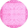 thumbnail image 1 of Ahgly Company Machine Washable Indoor Round Abstract Pink Modern Area Rugs, 8' Round, 1 of 4