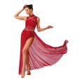 thumbnail image 2 of renvena Costumes de Danse Lyrique pour Femmes Robe Maxi Sans Manches à Col Roulé Dos Nu en Tulle Bourgogne G, 2 of 7