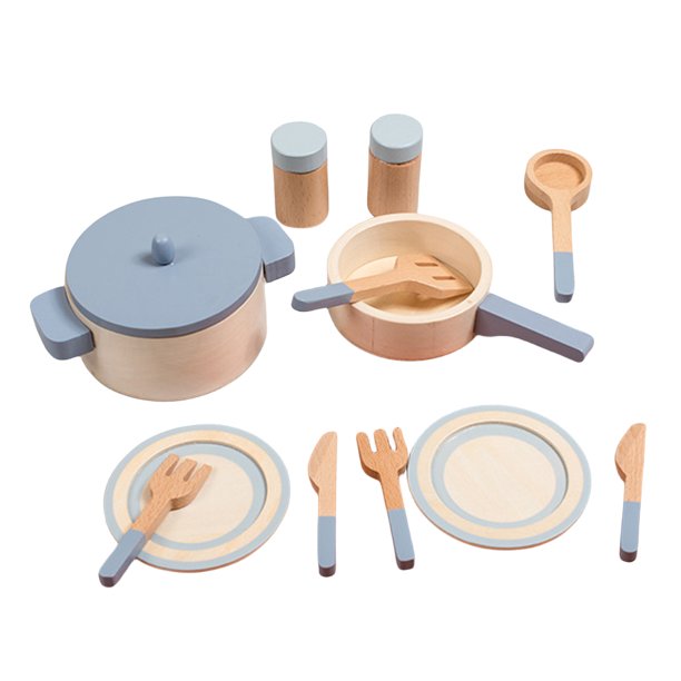 Juegos de cocina de juego de simulación de 10 piezas con ollas y sartenes, regalo de aprendizaje para niños y niñas