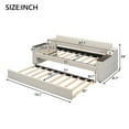 thumbnail image 6 of Twin Size Upholstery Daybed with Storage Arms & USB Charging, Trundle Bed & Adjustable Support Slats for Bedroom, Living Room, Guest Space - Beige, 6 of 8
