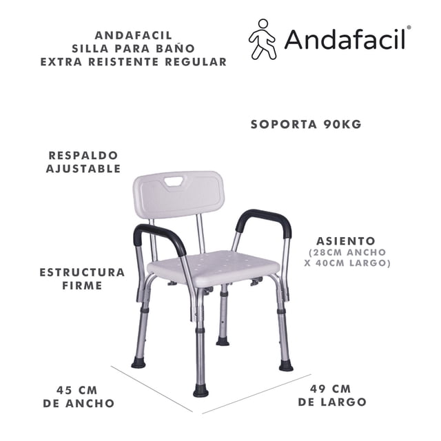 Andafacil® Silla para Baño Extra Resistente Regular