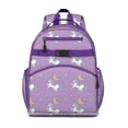 thumbnail image 1 of Flying Unicorn Rainbow Students Backpack Cute Cartoon Pattern with Watercolor Galaxy Stars and Magical Animal Design, 1 of 4
