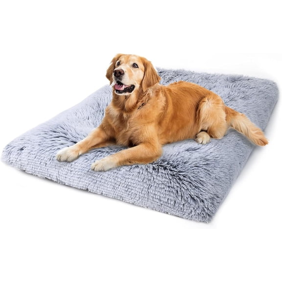 Large Bed Crate Pad 36 inch, Washable Pet Beds Medium Small Sized Dogs, Deluxe Plush Anti-Slip Puppy Mats for Sleeping, Soft Kennel Pads 35 * 23 inch Grey