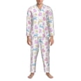 thumbnail image 3 of Sikiie Easter Colorful Rabbit Mens Pajama Set, Soft Warm Long Sleeve Sleepwear, Cozy Button-Down Pjs for Men-Large, 3 of 7