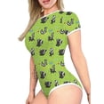 thumbnail image 2 of Liacowi Women Short Sleeve Bodycon Romper Cartoon Print Sexy Slim Fit Short Jumpsuit One Piece Playsuits Bodysuits, 2 of 6