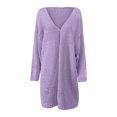 thumbnail image 5 of Lilgiuy Women's Crochet Cardigan Kimono Boho Long Sleeve Lightweight Soft Oversized Open Front Knitted Sweater,Purple,14(XXXL) Fall for 2022 Spring Winter, 5 of 5