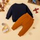 thumbnail image 2 of Gibobby Conjunto de pants para niño Conjunto de 2 piezas de sudaderas con estampado de letras lindas de manga larga informal para niños y niños(Marina,2-3 Años), 2 of 5