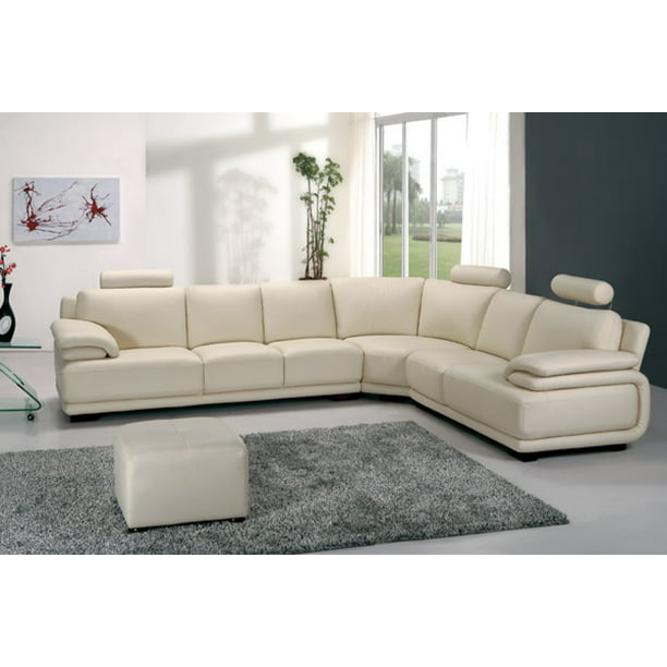 Modern Off White Sectional Sofa With, Small White Leather Sectional