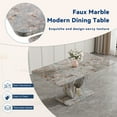 thumbnail image 5 of StnTal Modern Dining Table Set for 4, Faux Marble Dining Room Table Set with 4 White PU Leather Cantilever Dining Chairs, Rectangular Kitchen Table with MDF Marble Top and Gold Metal Base, 5 of 11