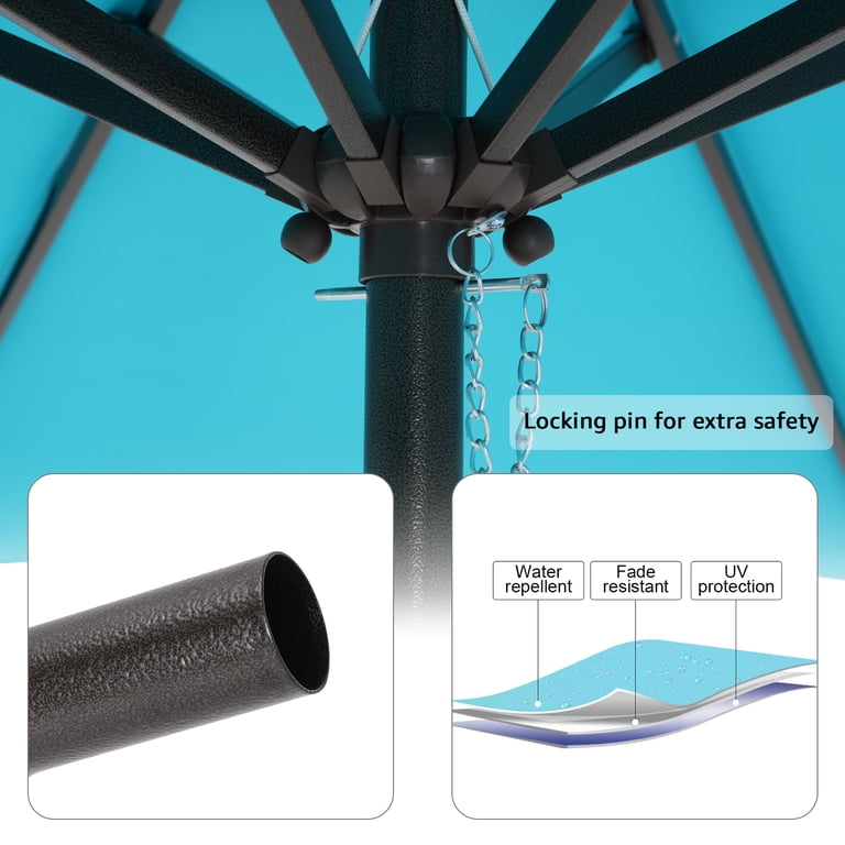 cobana rectangle patio umbrella COBANA 6.6 x 9.8ft Rectangular Patio Umbrella, Balcony Table Market Umbrella,  Outdoor Umbrella with Push Button Tilt and Crank for Garden, Lawn, Deck,  Yard, Pool, Blue