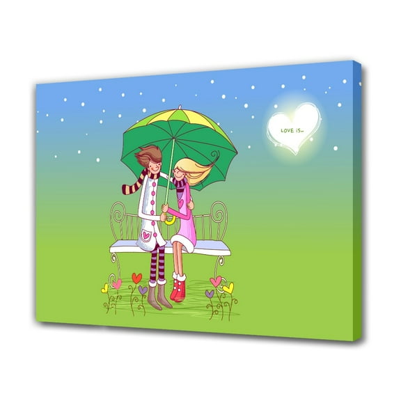 Romantic Couple Canvas Poster Bedroom Decor Sports Landscape Office Room Decor Gift,Frame-style,16x24inch(40x60cm)