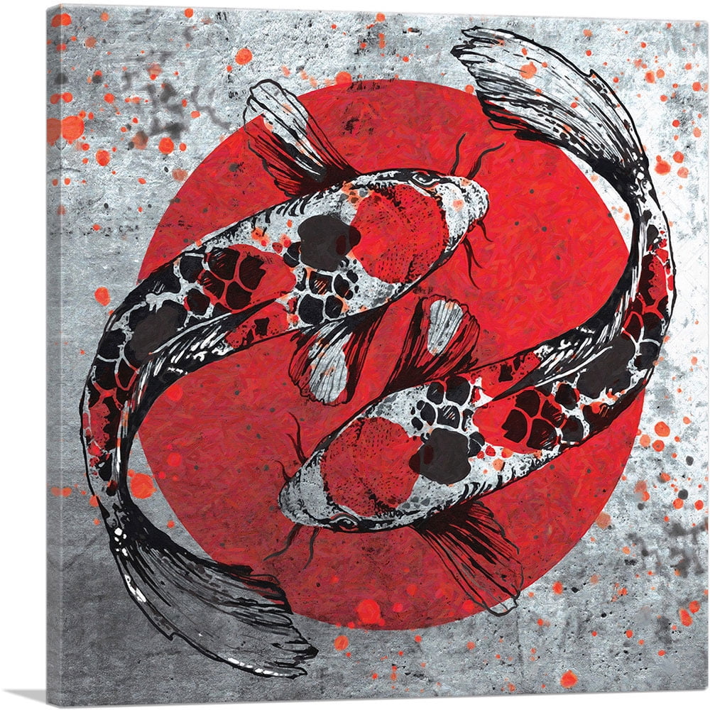 ARTCANVAS Ying Yang Koi Carp Fish Japan Flag Canvas Art Print Size artcanvas-ying-yang-koi-carp-fish-japan-flag-canvas-art-print-size