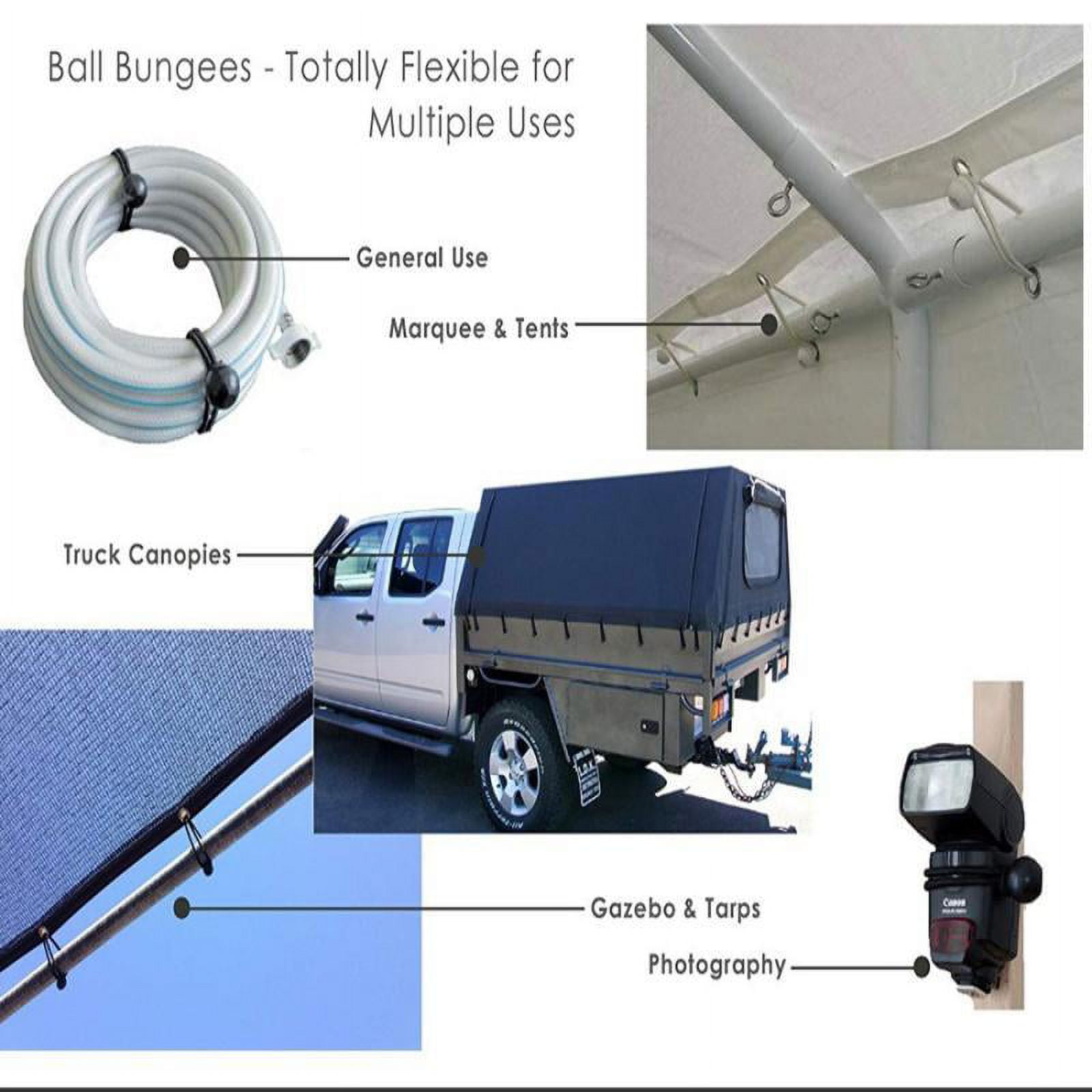 GARENDE 3x6 Pieces Heavy Duty Bungee Ball Cord Tarp Tent Tie Down Tope Black 5 inch 3 Pcs
