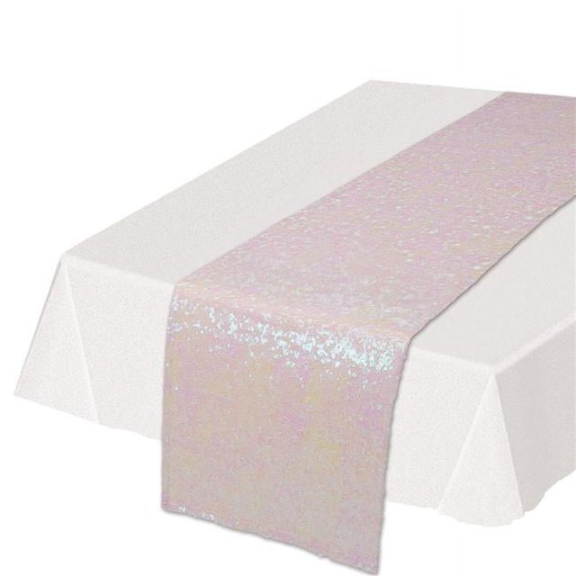 Beistle 54111-OP Sequined Table Runner, Opalescent