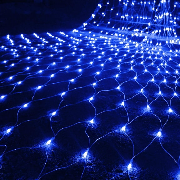 Halloween/Christmas Net Lights Outdoor, 5FT x 5FT 96 LED Fairy String Light with 8 Lighting Modes, Connectable Light for Garden Tree Bushes, Holiday Wedding Party Decorations, Blue