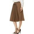thumbnail image 4 of INSPIRE CHIC Women's Pleated Retro Midi High Waist Skirt Brown XS, 4 of 5