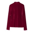 thumbnail image 6 of Ashosteey Women's Elegant Long Sleeve Tops V Neck Vintage Velvet Blouse Velour Pullover Casual Lihghtweight Shirts Solid Tunic Tees, 6 of 6