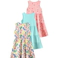 thumbnail image 3 of Fdqin Girls Dresses 3Pcs Floral Print Swing Sundress Sleeveless Cute Summer Midi Dresses Casual Kids Tank Dresses Colorful Blue Pink 9-10 Years, 3 of 7