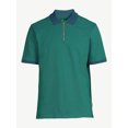 thumbnail image 5 of Free Assembly Men's Tipped Stretch Pique Zip Polo Shirt with Short Sleeves, 5 of 6