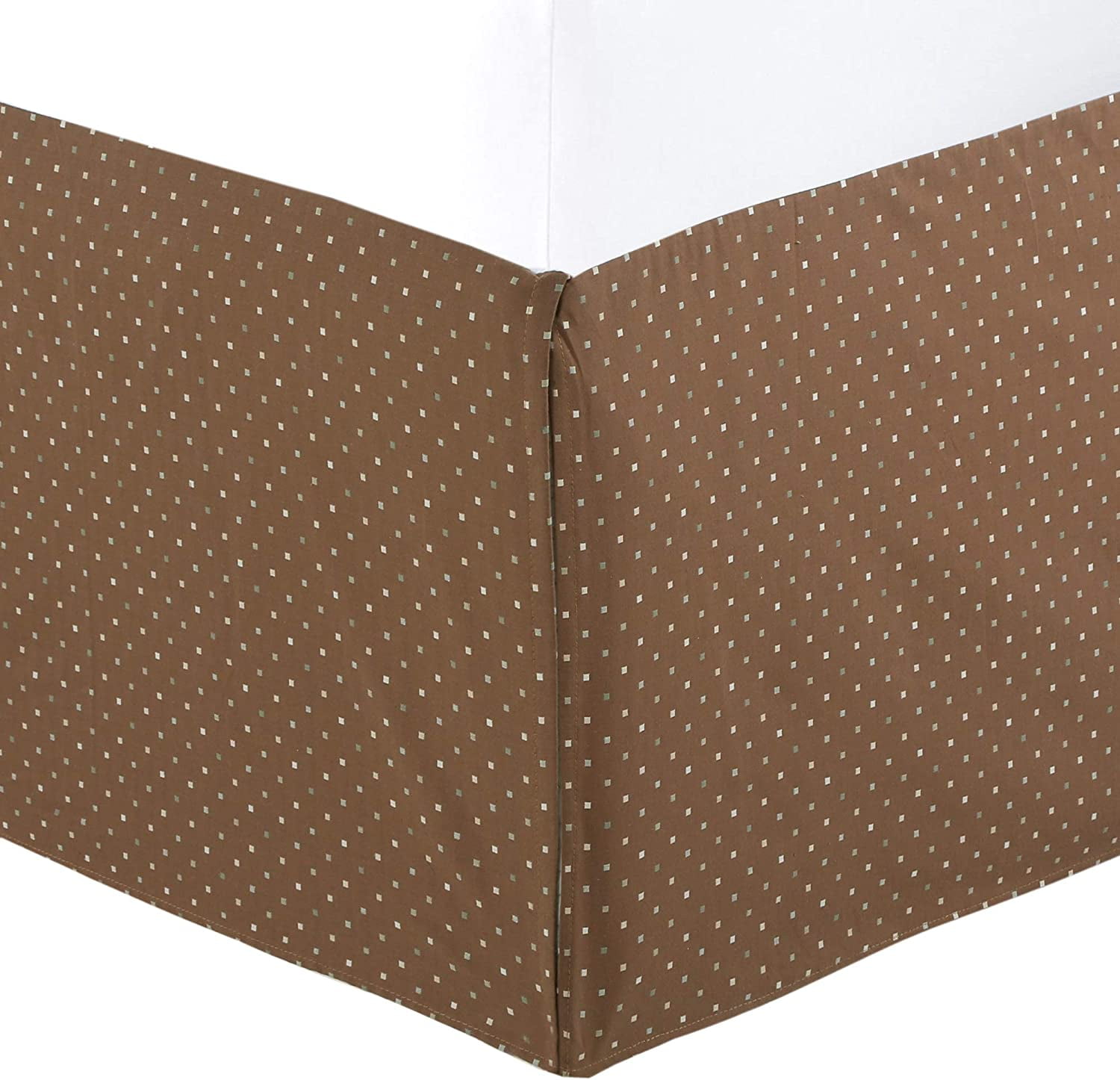 Cozy Line Home Fashions Pattered Polka Dot Brown Bed Skirt, Dust Ruffle