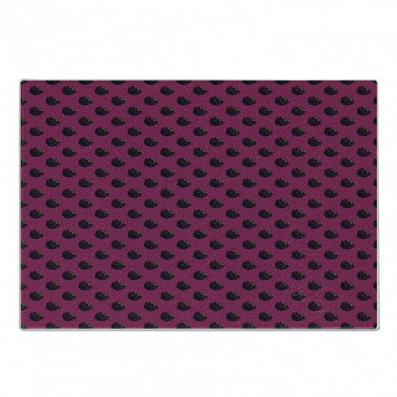 Natural Color Cutting Board, Repetitive Fruit Pattern with Juicy Blackberry, Decorative Tempered Glass Cutting and Serving Board, in 3 Sizes, by Ambesonne