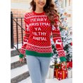 thumbnail image 3 of xiaxaixu Pull Tricoté de Noël pour Femmes Manches Longues Col Rond Élan Flocon de Neige Imprimé Lettre, 3 of 9