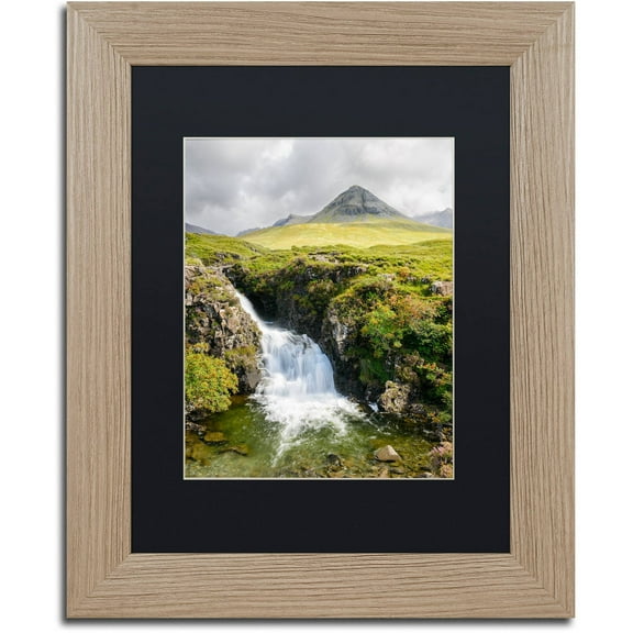 Trademark Fine Art "Waterfall" Canvas Art by Michael Blanchette Photography Black Matte, Birch Frame