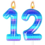 Video Game Birthday Candles, Number Candles for Birthday Party Cake Decoration Supplies (Number 12)