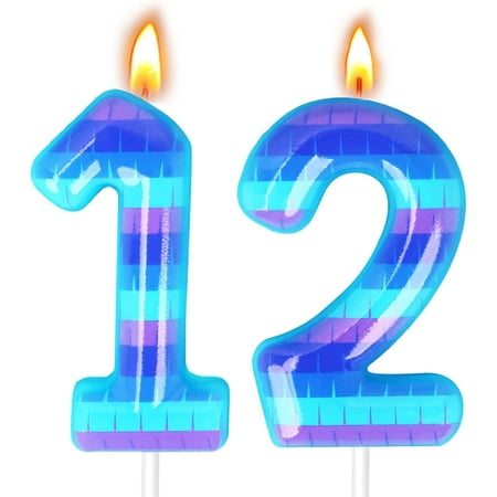 Video Game Birthday Candles, Number Candles for Birthday Party Cake Decoration Supplies (Number 12)